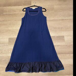 Kish Mish India Navy Blue Sleeveless Ruffle-Hem Dress - Size 12